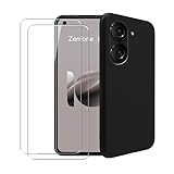 WDMYLFTW Case for Asus Zenfone 10 + [2 Pack] Glass Screen Protector Tempered Film - Transparent Silicone Soft Flexible Bumper Shockproof TPU Protective Cover Shell for Asus Zenfone 10 (Black)