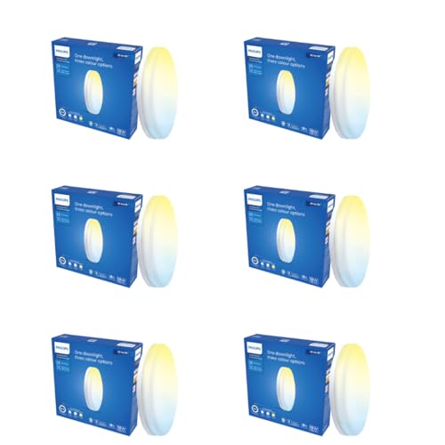 Image of PHILIPS 12W 3in1 AstraGlow Round Surface LED Panel Light | Slim Modern Design | Energy Efficient Ceiling Light for Home & Office - White | Pack of 6