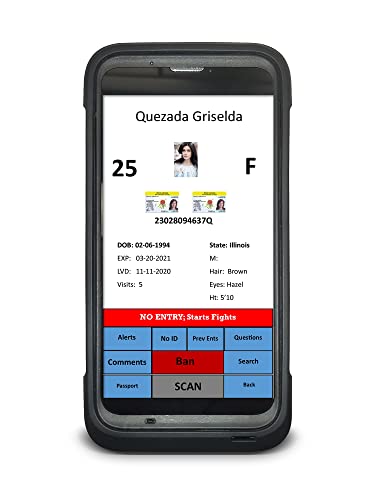 Idetect Quantum Edge Rugged Id Card Scanner & Passport Scanner - Id And Age Verification, Patron Management For Bars, Clubs - Portable Scanner,Outer Carry Case, Hand Strap&Charging Cradle (Version 1) #TOP5