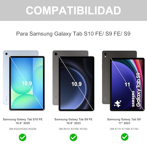 Teclado Bluetooth extraíble español Ñ para Samsung Tab S10 Lite y S9 FE con funda protectora rosa 2