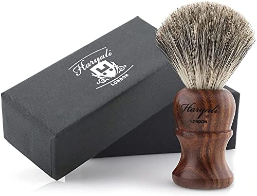 Haryali London Black Badger Hair Shaving Brush for Mens-Wooden Handle