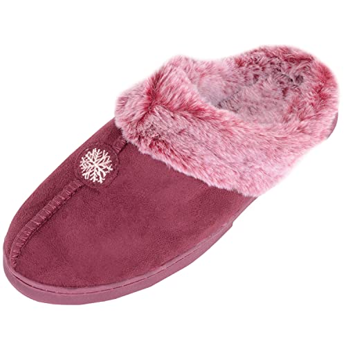 Mules d'hiver contre les pieds froids fausse fourrure bordeaux 37