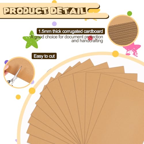 Image of Henoyso 110 Pack 4 x 6 Inch Corrugated Cardboard Sheets Flat Cardboard Sheets Packaging Inserts Flat Square Inserts Squares Separators for Shipping Packing Mailing Crafts (Brown)
