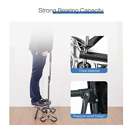 BAOYOUNI Einkaufstrolley Klappbar mit 6 Rollen Stabiler Einkaufswagen Faltbar mit Abnehmbarer Oxford Tasche… – Bild 8