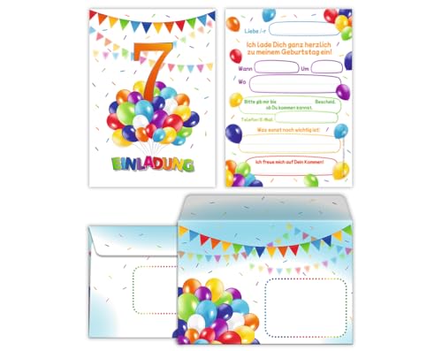 Junaversum 12 Einladungskarten incl. 12 Umschläge zum 7....