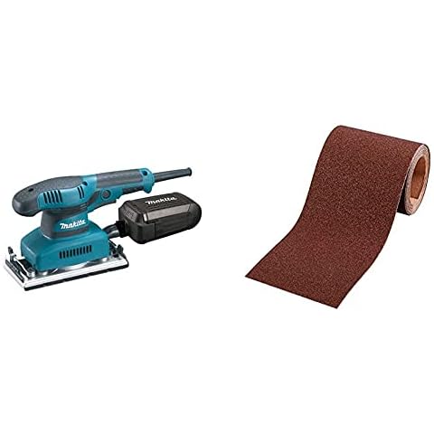 Makita BO3711 Schwingschleifer 93 x 228 mm & kwb Schleifpapier-Rolle - für Metall und Holz, K-80, 93 mm x 5 m, Korund, Schleif-Rolle für Hand- und Schwing-Schleifer Cover