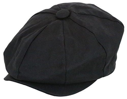 Men's Newsboy Linen Applejack Gatsby Collection Ivy Hats - Black