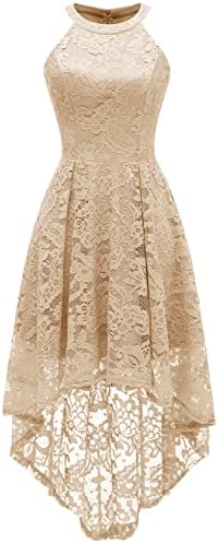 Dressystar Women Halter Lace Wedding Guest Dress Hi-Lo Cocktail P...
