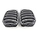 Para błyszczący czarne podwójne podwójne felgi grille M Zmodyfikowany lakier do pieczenia Black Grille Fit dla Fit For BMW E46 2. Drzwi 98-02 rok Ruch drogowy Grill. (Color : Black)