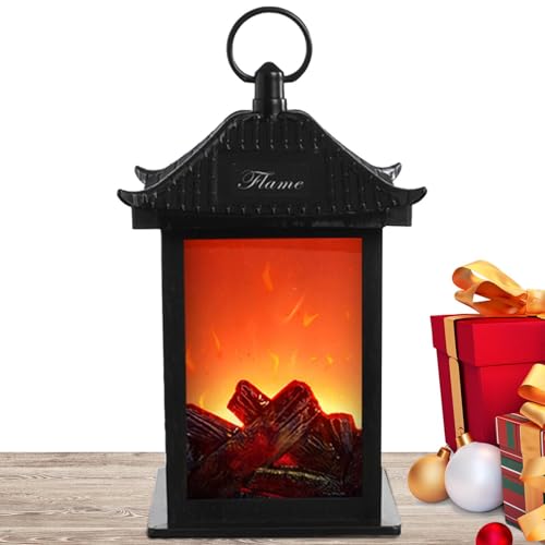 Buerfu Chimenea Linternas Decorativas - Lámpara de fuego sin llama Luz LED Funciona con pilas,Luz de fuego sin llama con brillo suave y realista para la sala de bodas y la fiesta de cumpleaños