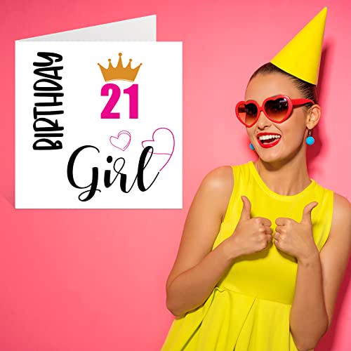 21St Birthday Card For Women - Birthday Girl - Happy Birthday Cards For 21 Year Old Woman Daughter Sister Granddaughter Cousin Niece, 5.7 X 5.7 Inch Twenty-One Twenty-First Bday Greeting Cards Gift #TOP6
