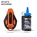 KLEIN TOOLS CHLK100S Chalk Reel, 100-Foot, 6:1 Gear Ratio, Quick-Release Spool Clutch, Chalk Level Window, Twist-Lock Top, Nested Hook Design, 4-Oz Blue Refill Included