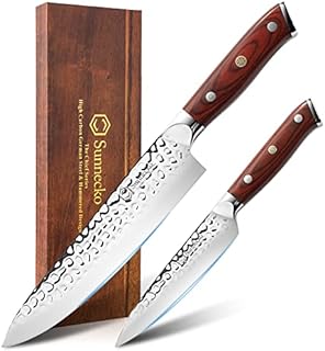 Sunnecko Kitchen Knife Sets of 2, Chef Knife Set with German High Carbon Stainless Steel Knife Set, Kitchen Knife Set with Pakkawood Handle Kitchen Knives