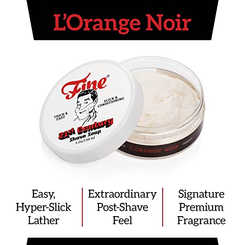 Mr. Fine 21C Men’s Shaving Soap, Builds Thick & Easy Lather, Protects From Razor Burn & Irritation, No Artificial Colors, Made In Italy, 5Oz. (150Ml), L'orange Noir #TOP3