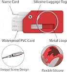 4 Etiquettes de bagages en silicone pour valises Canada - Valises de voyage Étiquettes de bagages avec cartes nominatives Protection de la vie privée (rouge)