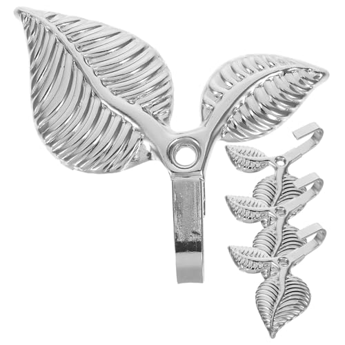 Image of 4pcs Vintage Leaf Metal Wall Hook, Single Silver Iron Coat Hanger