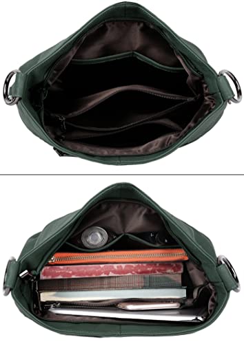 Image of YALUXE Women's Real Leather Shoulder Bags Hobo Handbag Purse Crossbody Bag | Soft Genuine Leather, Convertible, Cross-body Bag, Multiple Pockets, Large Capacity, Medium Size