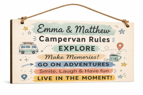 Image of Personalised Campervan Rules Plaque Custom Camper Van Sign 20x10cm