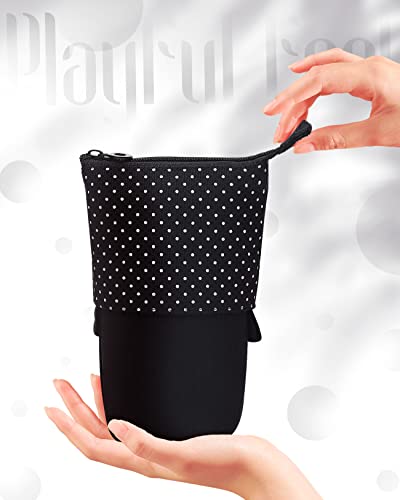 Sooez Pop Up Pencil Case, Cute Stand Up Pencil Case, Durable Pen Pouch, Telescopic Pencil Holder Case, Kawaii Standing Pencil Case, Spacious Pencil Pouch Portable Pencil Bag For School Office (Black) #TOP5
