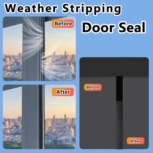 Image of Pile Weather Stripping Brush Seal Strip for Door Window Gap 0.9 x 0.4in x 66FT Self Adhesive Draft Stopper Soundproof Insulation Weather Seal Strip for Interior Sliding Glass Door Garage Door