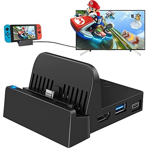 NOPWOK Switch Dock with HDMI Cable, Switch Docking Station to TV 4K / 1080P Display, Mini Charging Dock for Nintendo Switch/Nintendo OLED (No Charger Adapter) Cover