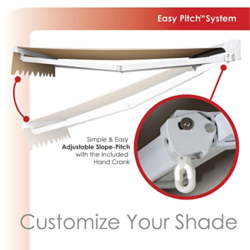 Advaning Ma1210-A100H2 Luxury Series, Premium Quality Retractable Patio Awning, 100% Solution Dyed European Acrylic Fabric Easy Uv Sunshade With Manual Hand Crank, 12' X 10', Khaki #TOP2