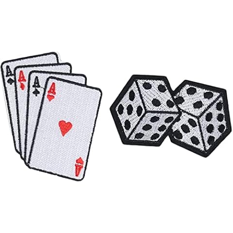 2Pcs Rock Cool Poker Fashion Clothing Patches Card Game Iron On Patches for Clothing Appliques On Backpack Shoes Decoration Embroidered Decal Cover