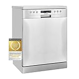 Exquisit Geschirrspüler GSP9414-030D inox | Spülmaschine 60 cm freistehend und unterbaufähig | Standgerät | 14 Maßgedecke | Inox