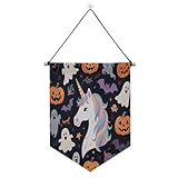 Cartel colgante de pared de unicornios blancos con barra telescópica para puerta, decoración al aire libre para interiores, exteriores, fiestas