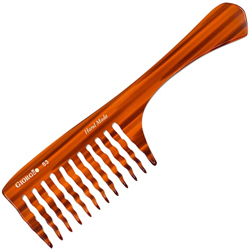 Giorgio G53 Wide Tooth Comb for Curly and Thick Hair - Large Handmade Rake Detangler for Wet or Dry Hair, Hand-Polished (8