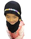 CRIZAN Muslim Islam Crystal Headscarf Hijabs Cap for Women Girl Cotton Long Scarf Wrap … (Girls Flow