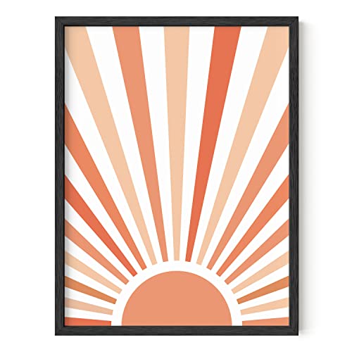 HAUS AND HUES Sun Art Prints Mid Century Modern Boho Wall Decor - Terracotta Sun Poster | UNFRAMED 12" x 16"