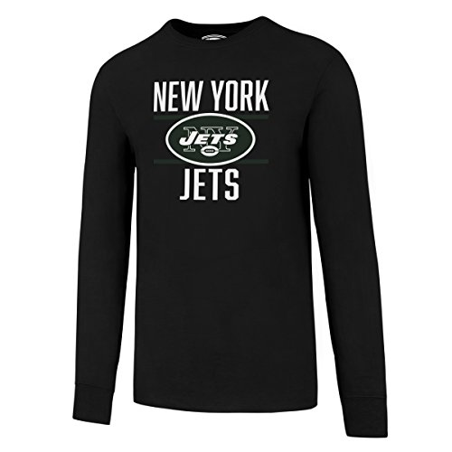 OTS NFL New York Jets Men's Rival Long Sleeve Tee, Black Double Bar, X-Large