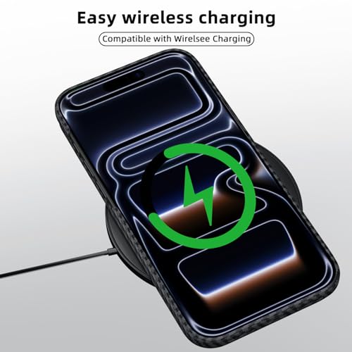Image of CASEKUL Design for iPhone 17 Pro Max Case,Compatible with MagSafe Slim Flexible Carbon Fiber Case Shockproof Protective Phone Cover Magnetic Case for iPhone 17 Pro Max,Black