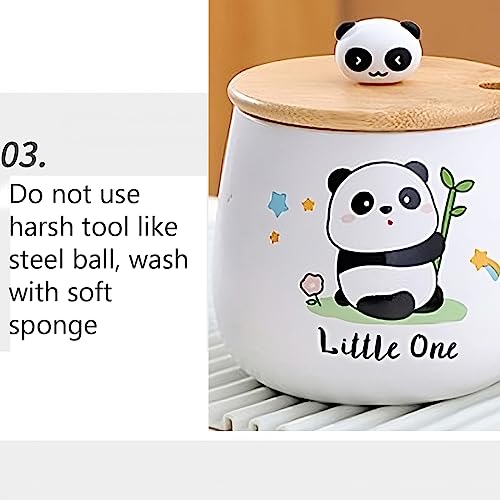 Image of BonZeal Ceramic Panda Mug with Lid and Spoon 400 ml - Birthday Gift for Girls, Coffee Tea Cup for Panda Lovers, Gift for Daughter Son Sister Friend
