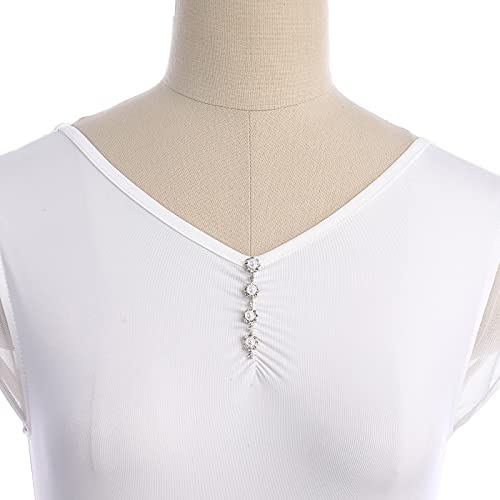 Odasdo Lyrical Dance Costumes For Women Adult Modern Contemporary Dancewear Cap Sleeve V-Neck Flowy Mesh Tulle Split Maxi Long Dress Ballet Leotard Ballroom Stage Performance Costume White L #TOP4