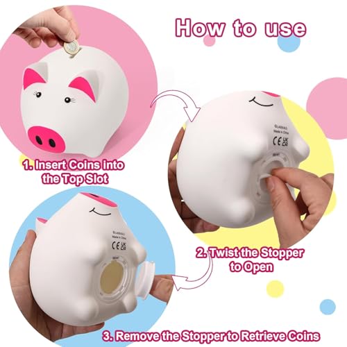 Image of Piggy Bank for Kids, Piggy Bank for Boys, Glow in the Dark | Glow in the Dark Plastic Piggy Bank, Coin Bank Suitable for Boys and Girls
