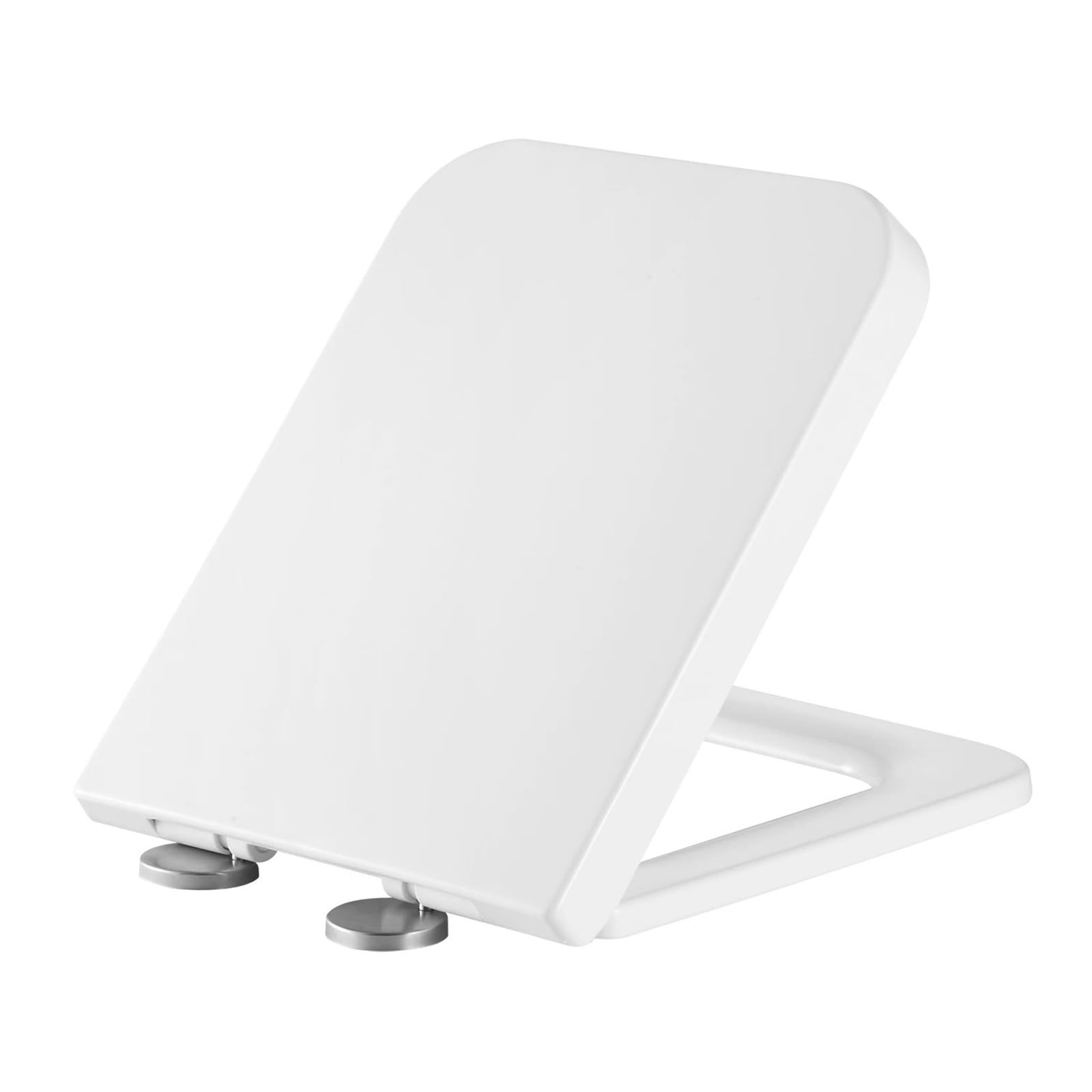 Ciopljhkl White Square Toilet Seat And Cover Soft Close Rectangular Loo Lid Quick Release Heavy Duty Easy To Clean Bathroom For Bathroom