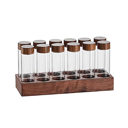 Gichusizy Single Dose Coffee Bean Storage Tubes Coffee Bean Cellar Wooden Stand and Funnel Espresso Accessories