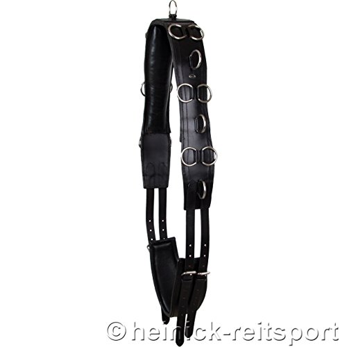 Foto von Heinick-Reitsport anatomisch geformter flexibeler Qualitäts Leder Longiergurt ~ Schwarz