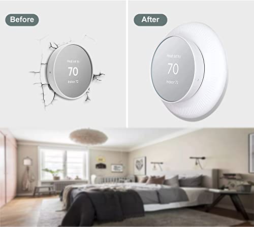 Silicone Wall Plate Cover Compatible With Google Nest Thermostat, Fingerprint Resistant Bracket Mount Trim Kit For Nest Thermostat, Complementary Design Easy To Install Backplate For Home, White #TOP2