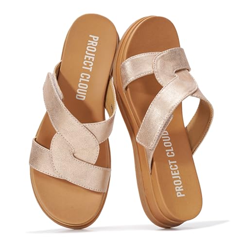 Image of Project Cloud Wedge Sandals for Women 2026 - Comfortable Soft & Plush Insole Strappy Womens Sandals with Lightweight and Non-Slip Durable Outsole