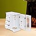 CeRaBuRET White Jewelry Box Made Of Solid Wood With 4 Drawers Organizer And Built-in Necklace Carousel And Large Mirror Fashionable Wooden Jewelry Box For Home Use, 9 * 5 * 11.2in