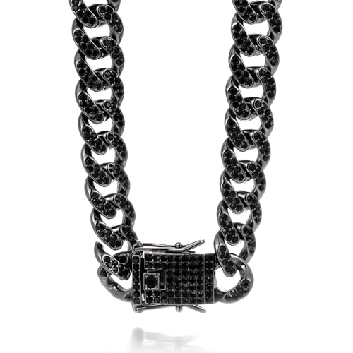 Halukakah Gold Chain for Men - The Royal - Iced Out 14/20MM Gold/Platinum White/Rose Gold/Rhodium Black Cuban Link Chain Necklace Bracelet Full Cz Diamond Cut Prong Set,Great Present Idea - Image 4