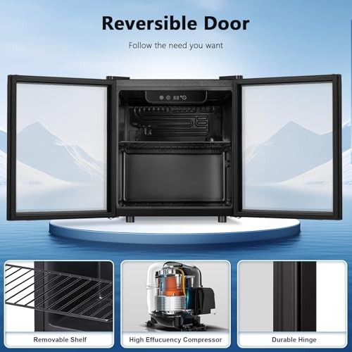 Image of Antarctic Star 48 Can Mini Fridge Cooler - Beverage Refrigerator Black Glass Door for Beer Soda or Wine, Small Drink Dispenser Machine Electronic Temperature Control for Home, Office or Bar, 1.3cu.ft.