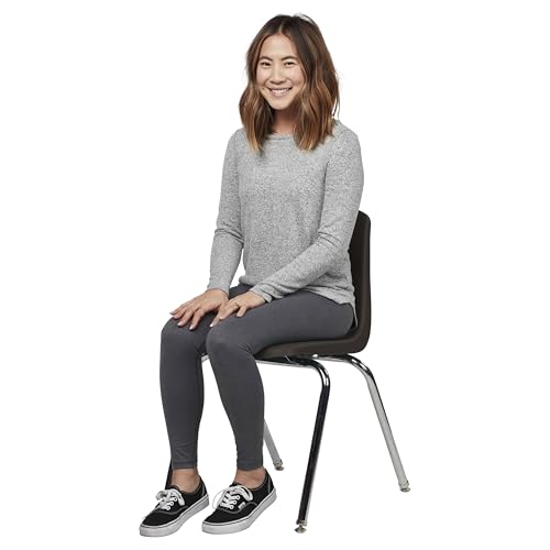 FDP 18" School Stack Chair,Stacking Student Seat with Chromed Steel Legs and Nylon Swivel Glides For In-Home Learning, Classroom or Office - Black (4-Pack), 10384-BK by Factory Direct Partners - Image 6