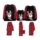 Mutter Familien Weihnachtspyjama Set Weihnachts Schlafanzug Familie 5 Xmas Schlafanzüge Weihnachten Familie Lang Elch Nachtwäsche Outfit Hausanzug Langarm Pullover Christmas Hausanzug