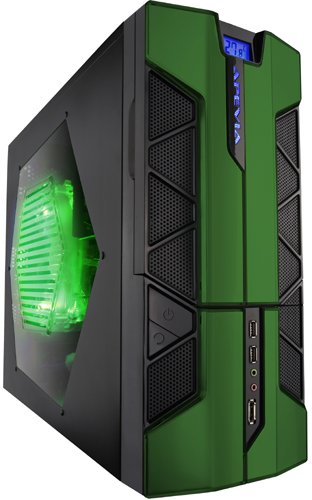 Apevia X-Plorer2 mid tower with large side window, front USB/eSATA/audio ports, LCD temp. display - Green