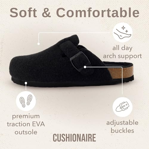 Image of CUSHIONAIRE Hana Womens Clogs | Comfortable Vegan Suede Clogs for Women | Slip On Potato Shoes with Cork Footbed & Arch Support | Memory Foam, Wide Widths Available