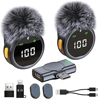 Image of Wireless Lavalier Microphone for iPhone - iPad, Android Phone Computer, Mini Microphone for Live Streaming, Video Recording, Outdoor or Indoor Interviews, YouTube, TikTok, Vlog (H25)